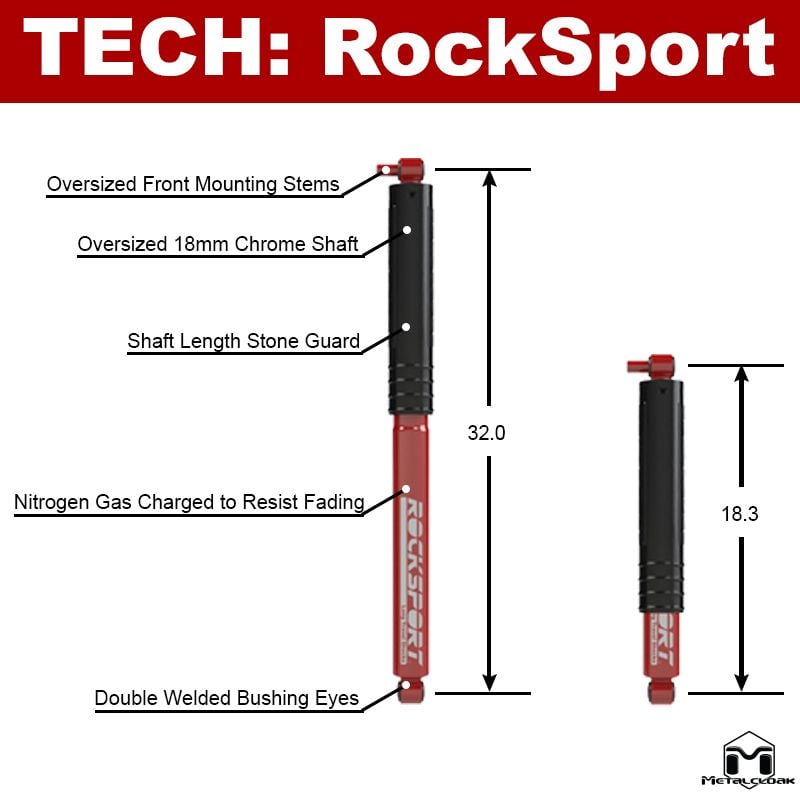 RockSport RED Long(er) Travel Shocks, JL Wrangler, Rear, Pair - 1070